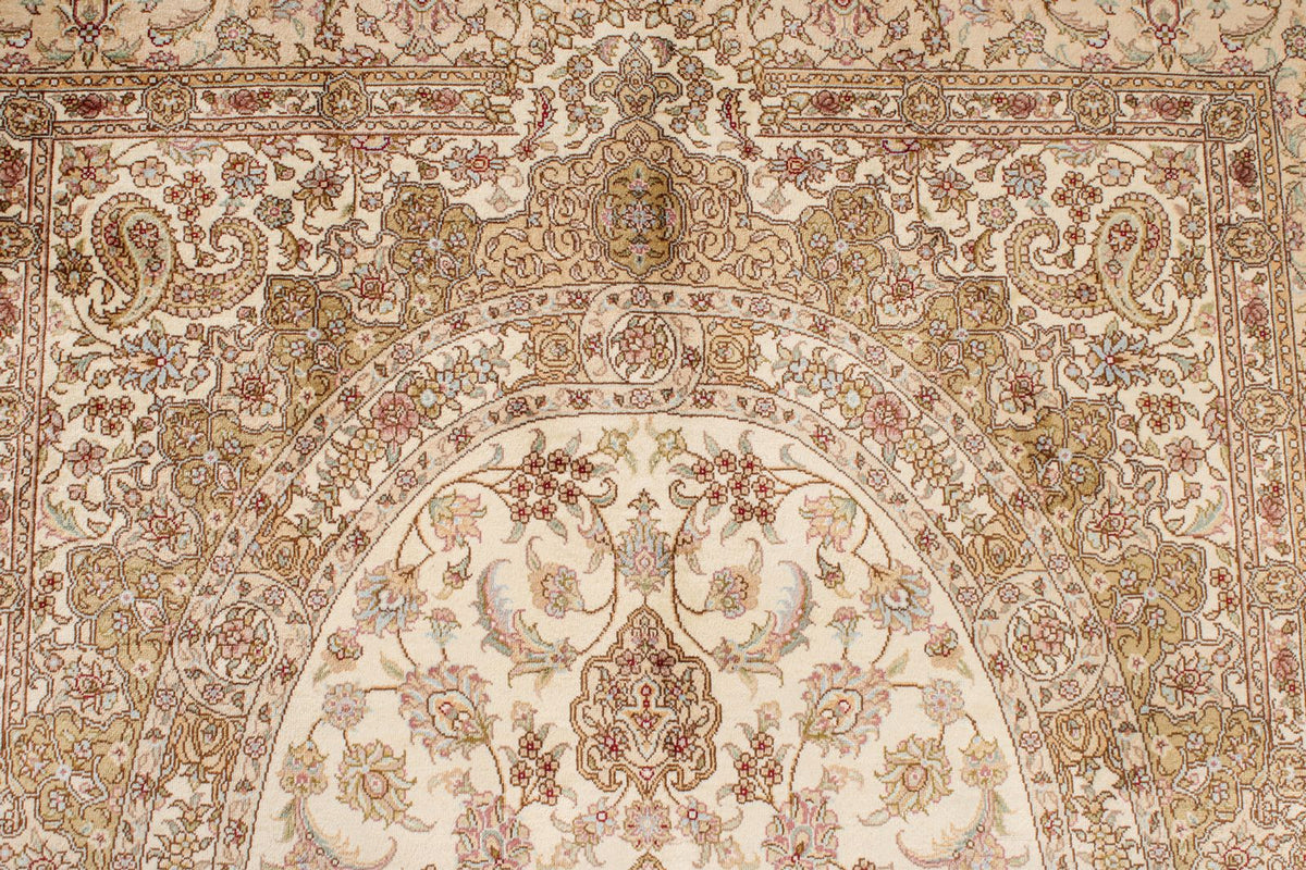4x6 Beige and Beige Turkish Silk Rug