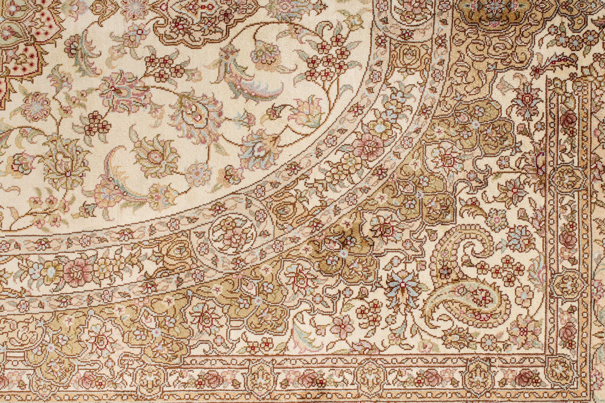 4x6 Beige and Beige Turkish Silk Rug