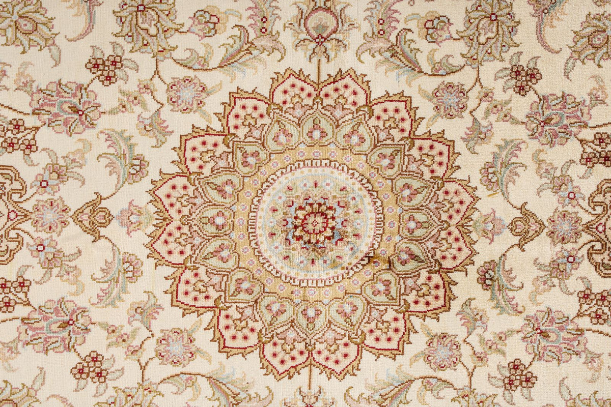 4x6 Beige and Beige Turkish Silk Rug
