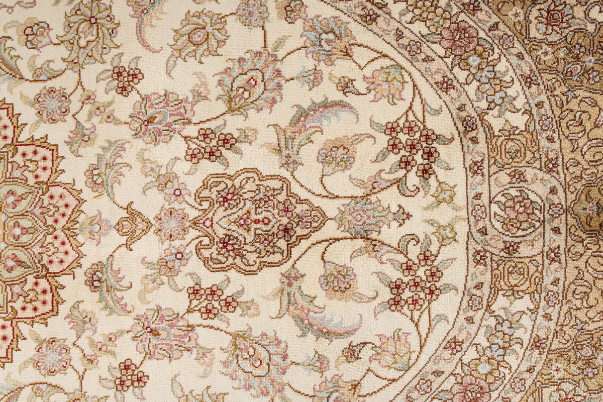 4x6 Beige and Beige Turkish Silk Rug