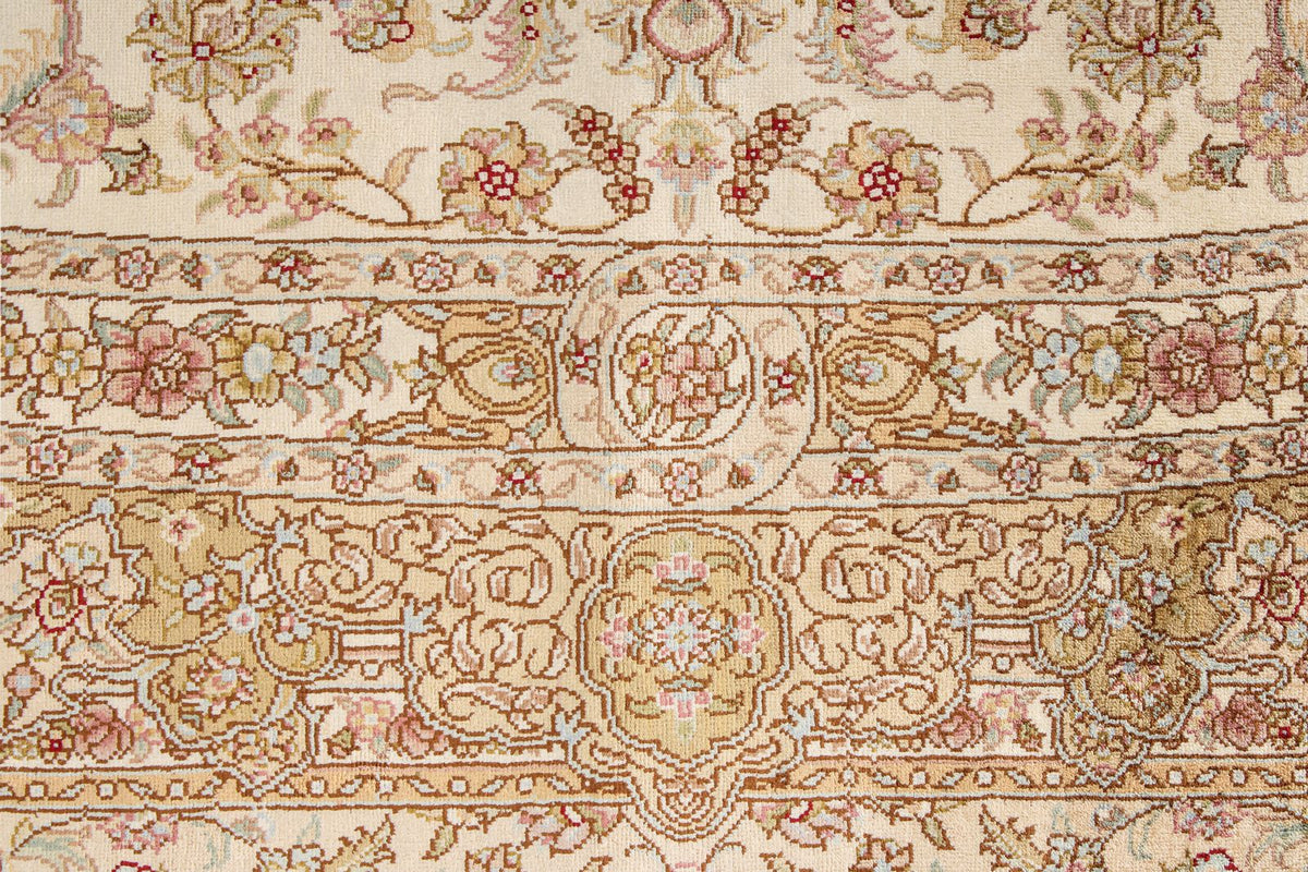 4x6 Beige and Beige Turkish Silk Rug