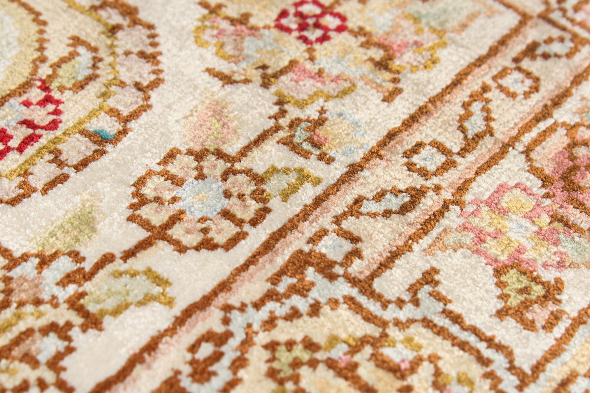4x6 Beige and Beige Turkish Silk Rug