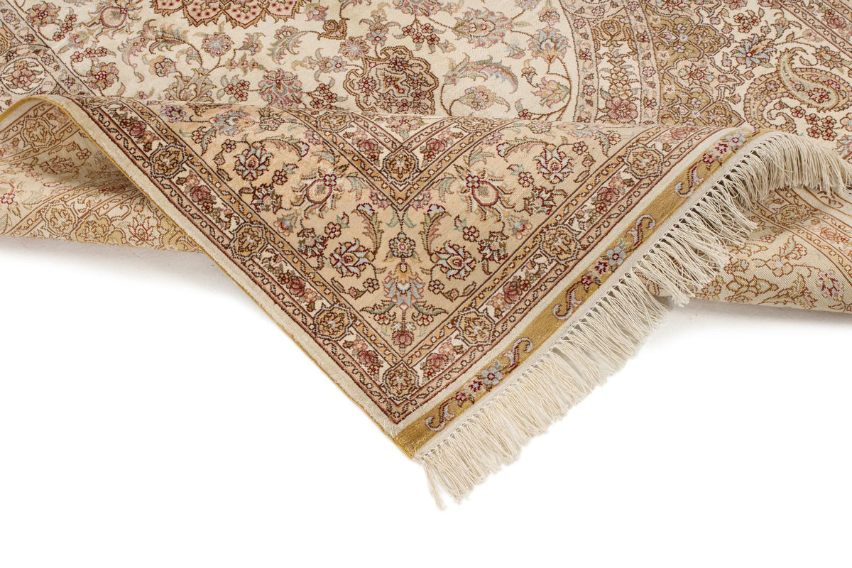 4x6 Beige and Beige Turkish Silk Rug