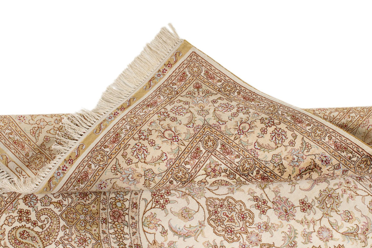 4x6 Beige and Beige Turkish Silk Rug