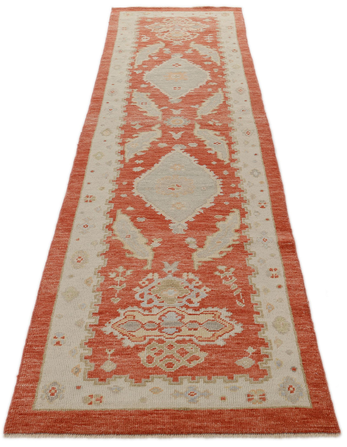 3x11 Red and Ivory Oushak Runner
