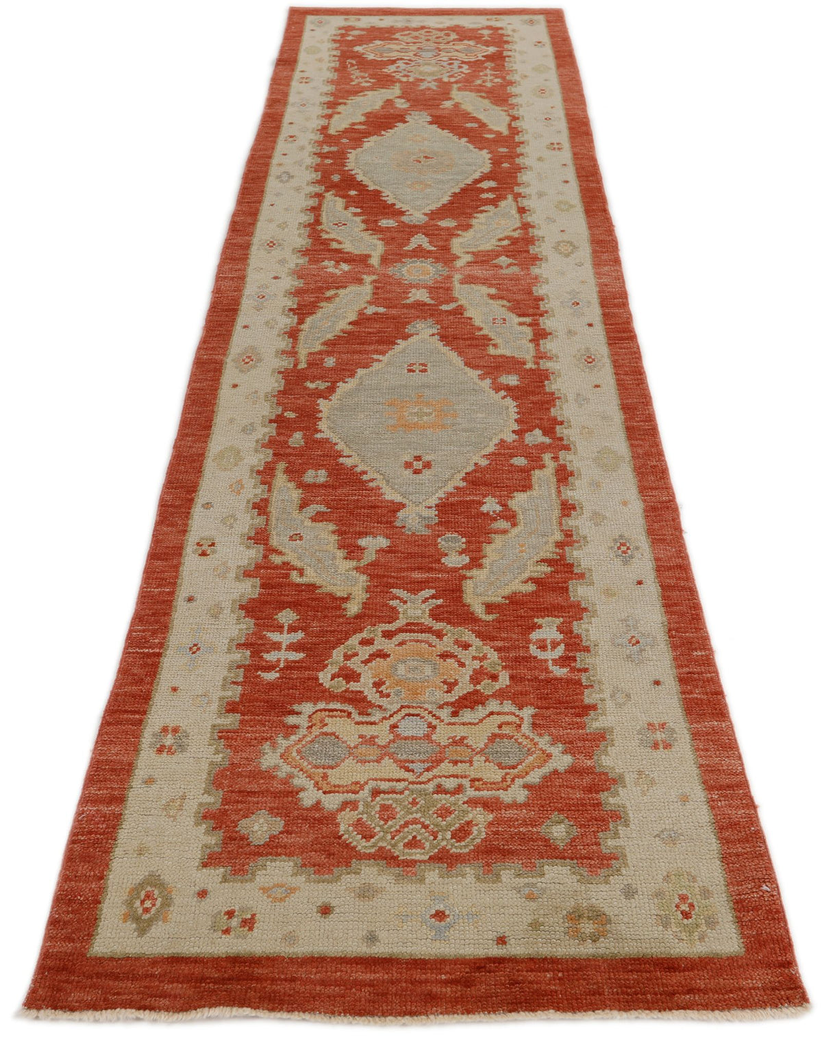 3x11 Red and Ivory Oushak Runner