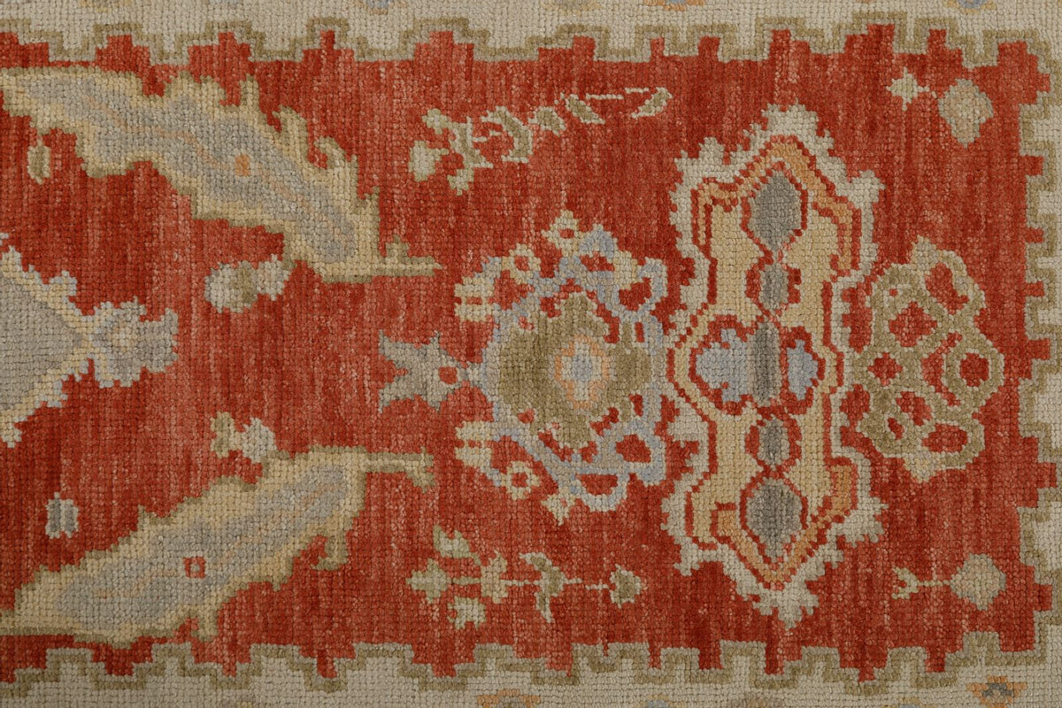 3x11 Red and Ivory Oushak Runner