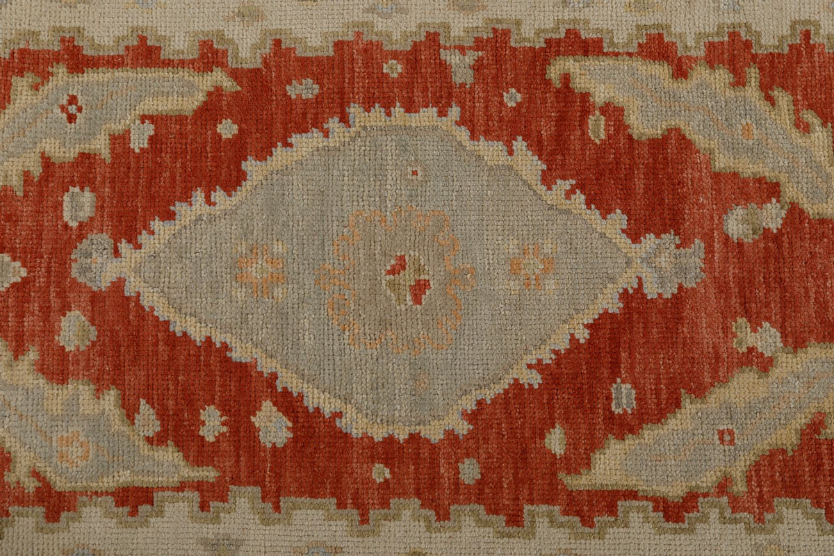 3x11 Red and Ivory Oushak Runner