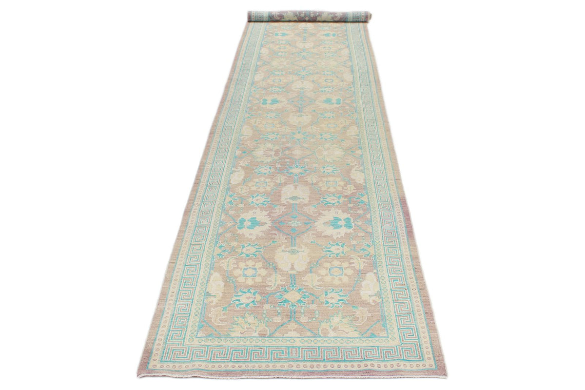 3x15 Purple and Blue Turkish Oushak Runner