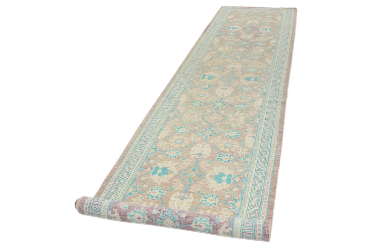 3x15 Purple and Blue Turkish Oushak Runner