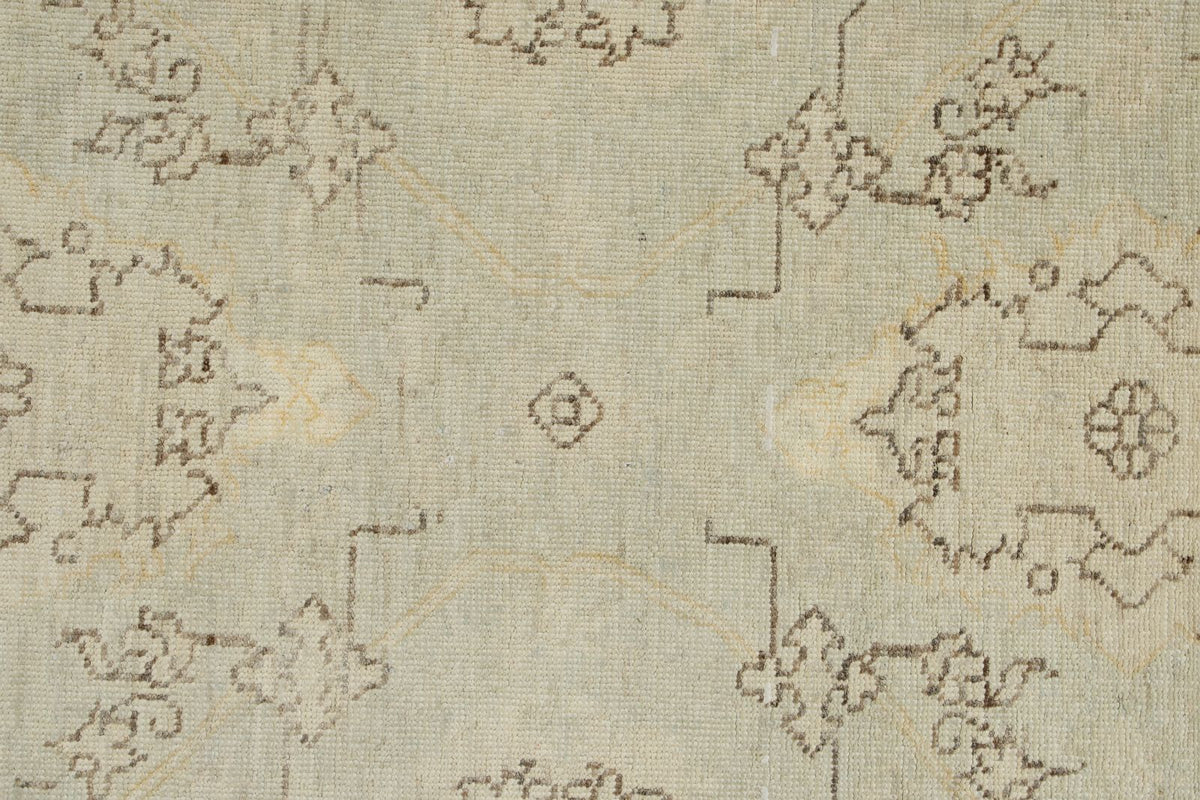 3x11 Light Blue and Ivory Turkish Oushak Runner