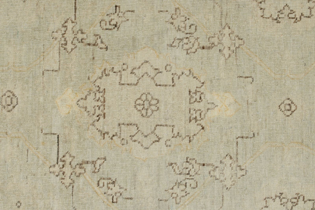 3x11 Light Blue and Ivory Turkish Oushak Runner