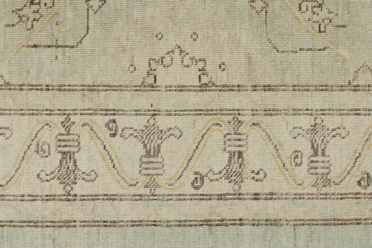 3x11 Light Blue and Ivory Turkish Oushak Runner