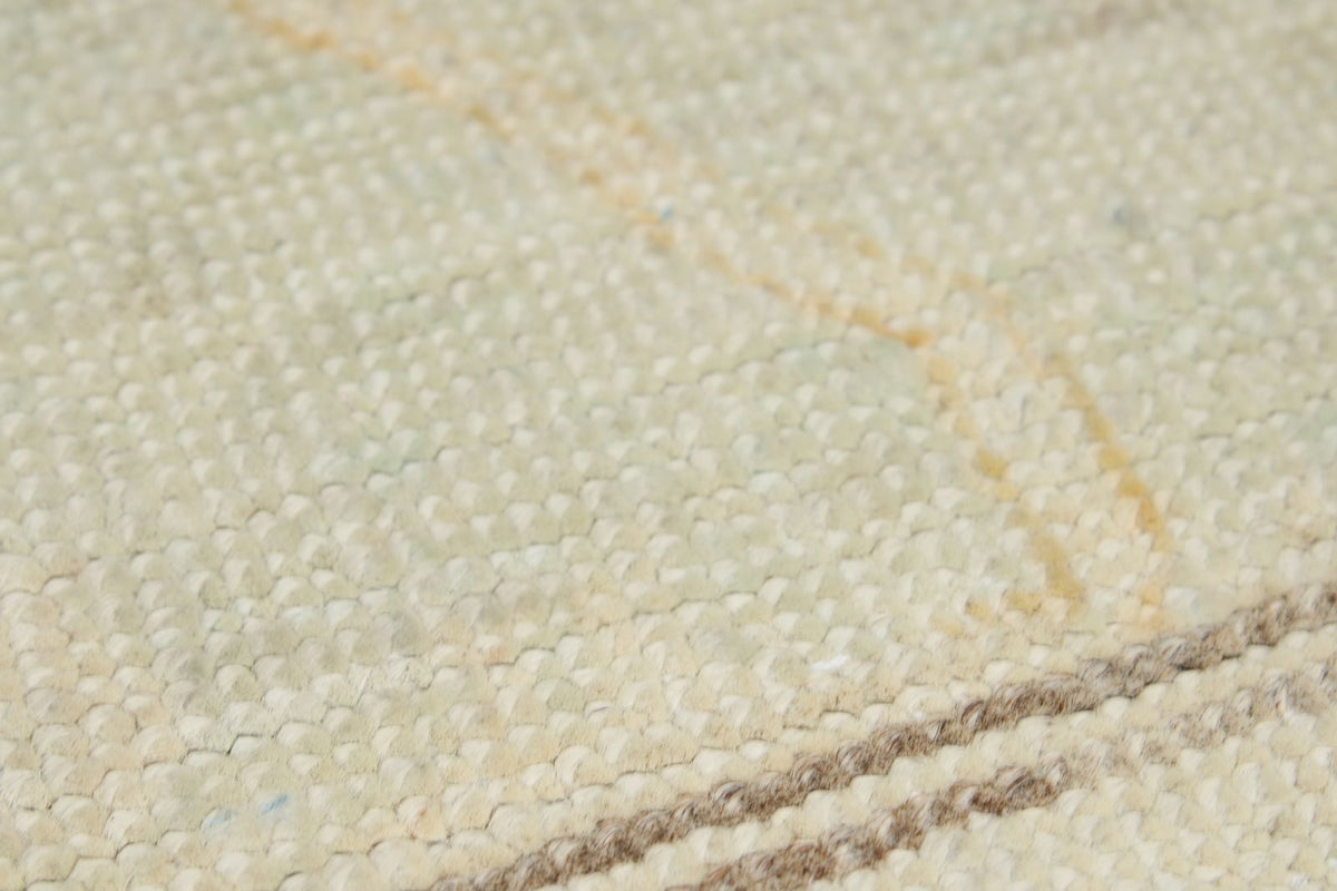 3x11 Light Blue and Ivory Turkish Oushak Runner