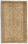 4x7 Green and Ivory Turkish Tribal Rug