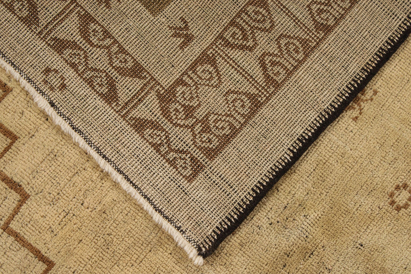 4x7 Green and Ivory Turkish Tribal Rug