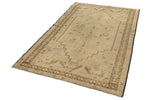 4x7 Green and Ivory Turkish Tribal Rug