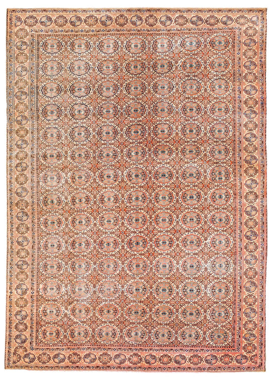 7x9 Ivory and Brown Turkish Traditional Rug