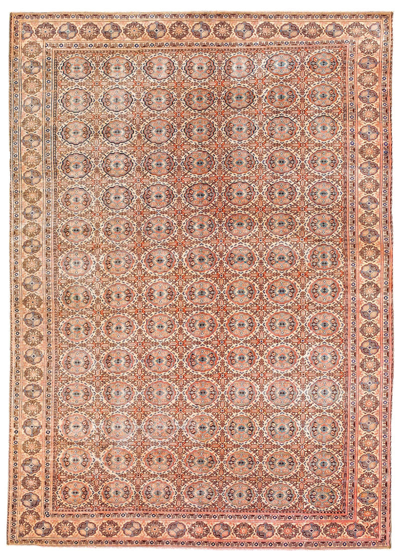 7x9 Ivory and Brown Turkish Traditional Rug