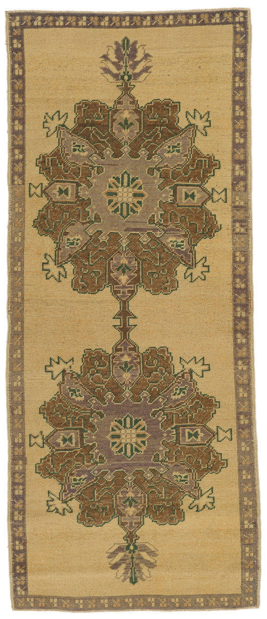 3x7 Brown and Ivory Turkish Tribal Runner