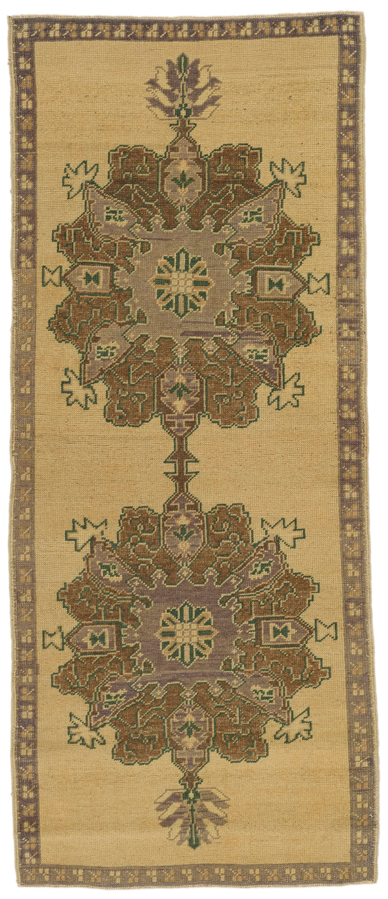 3x7 Brown and Ivory Turkish Tribal Runner