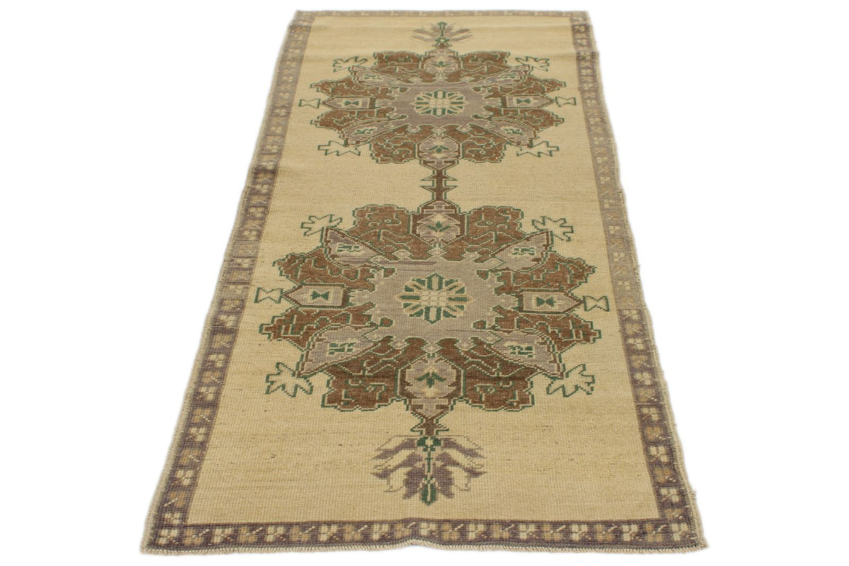 3x7 Brown and Ivory Turkish Tribal Runner