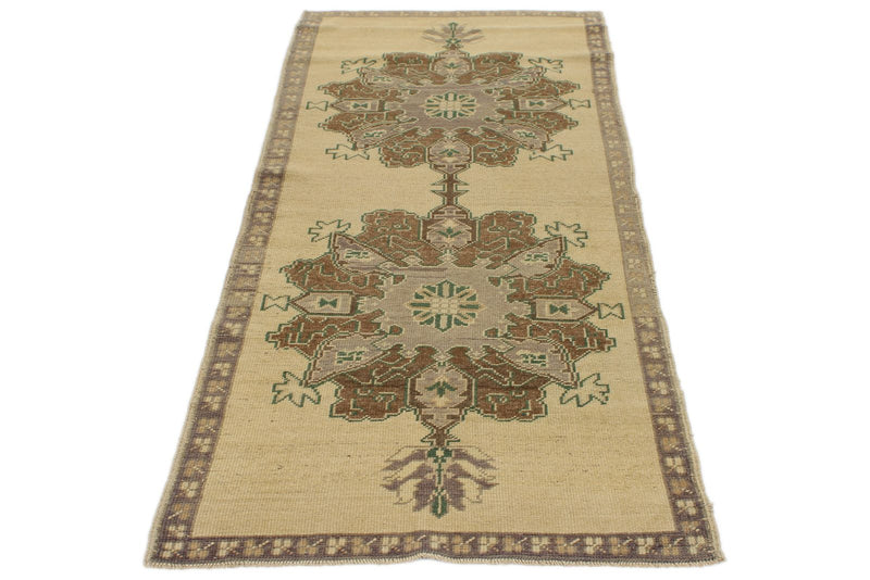 3x7 Brown and Ivory Turkish Tribal Runner