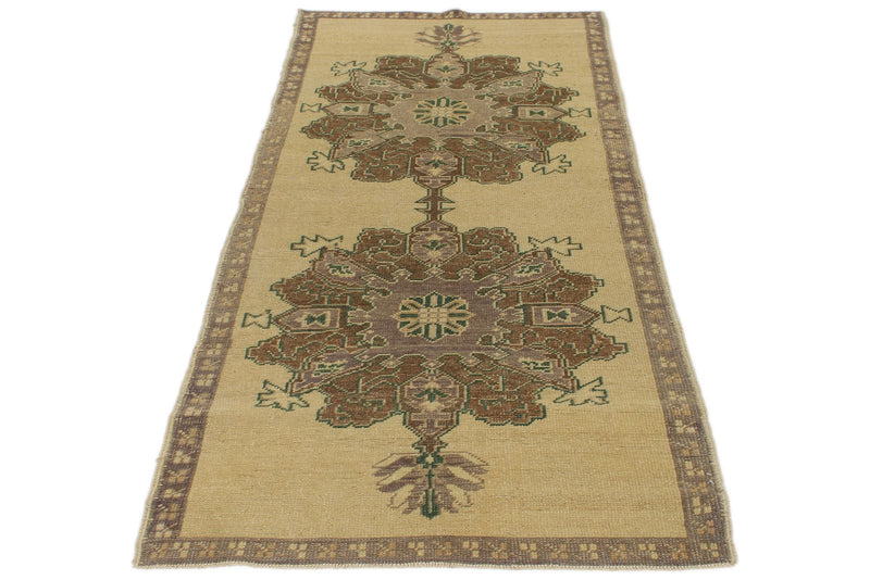 3x7 Brown and Ivory Turkish Tribal Runner