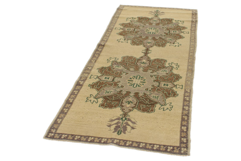3x7 Brown and Ivory Turkish Tribal Runner