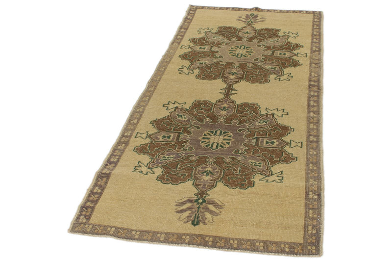 3x7 Brown and Ivory Turkish Tribal Runner