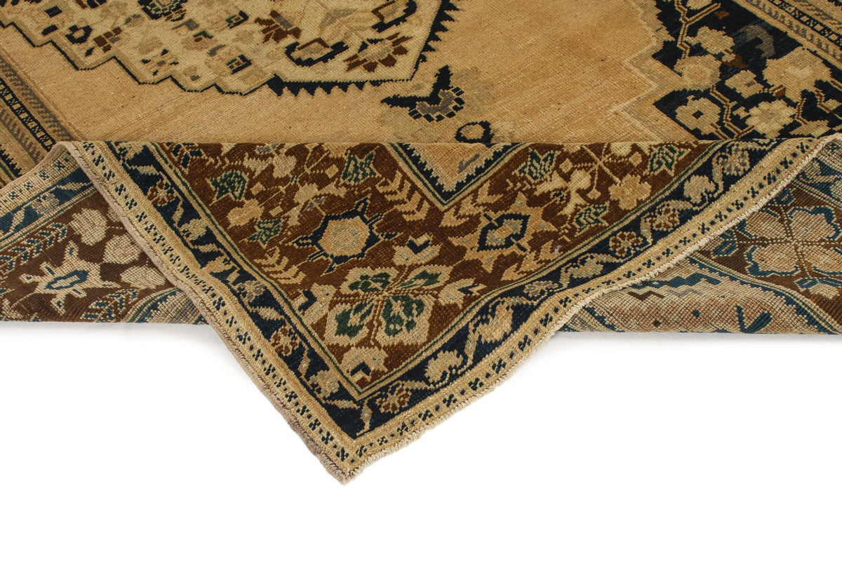 5x10 Ivory and Brown Turkish Tribal Runner