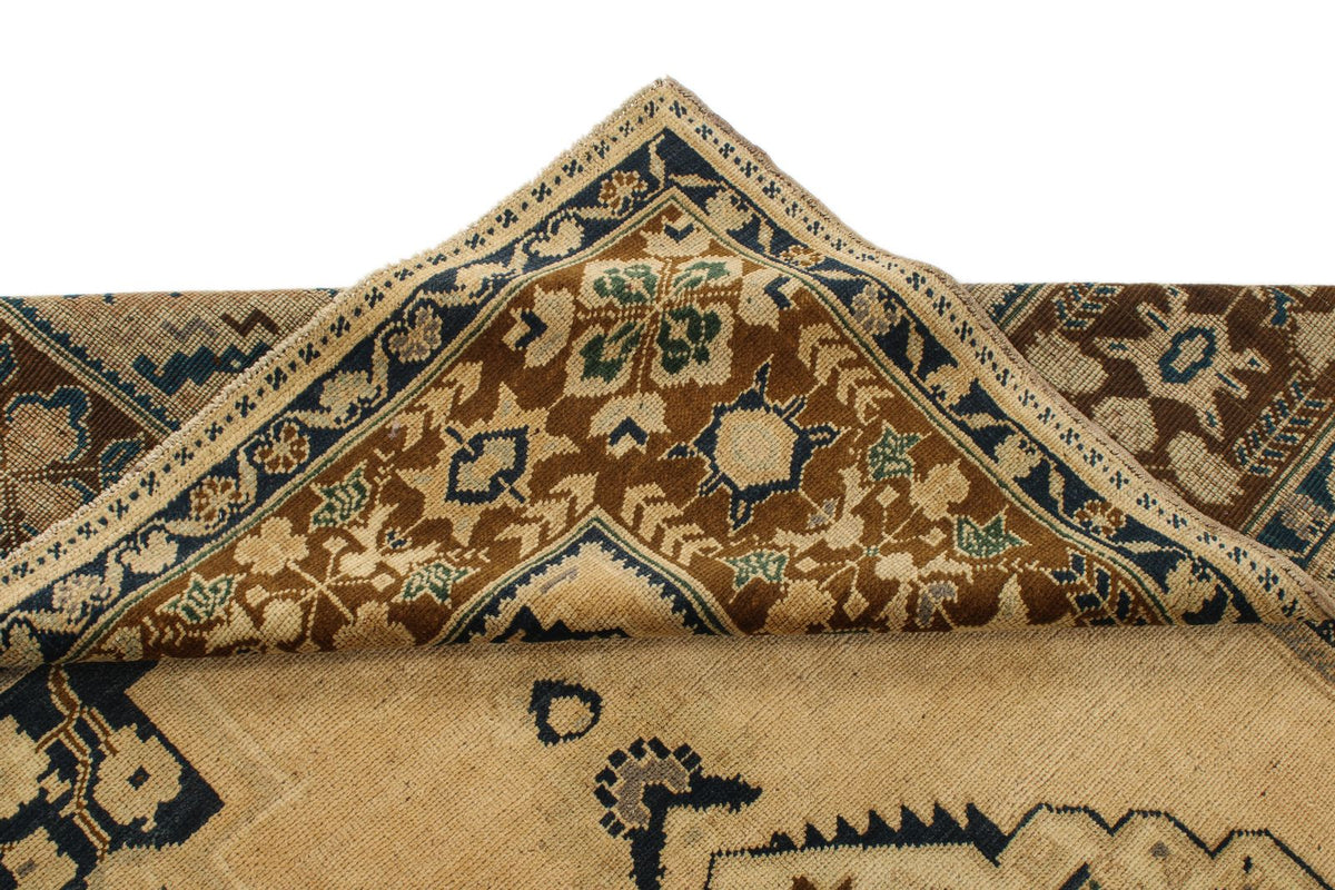 5x10 Ivory and Brown Turkish Tribal Runner