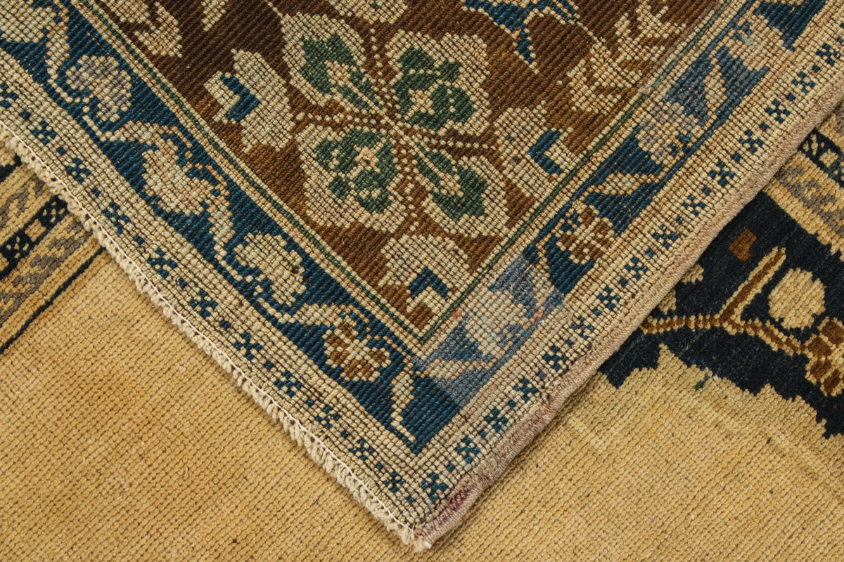 5x10 Ivory and Brown Turkish Tribal Runner