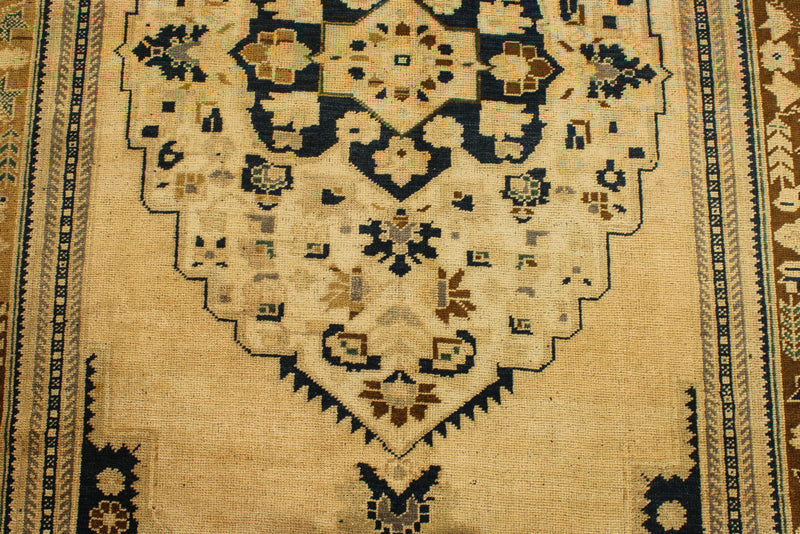 5x10 Ivory and Brown Turkish Tribal Runner