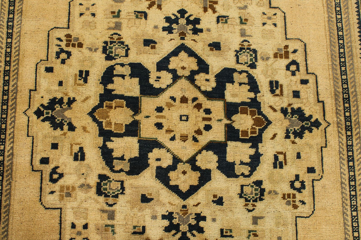 5x10 Ivory and Brown Turkish Tribal Runner