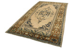 5x10 Ivory and Brown Turkish Tribal Runner