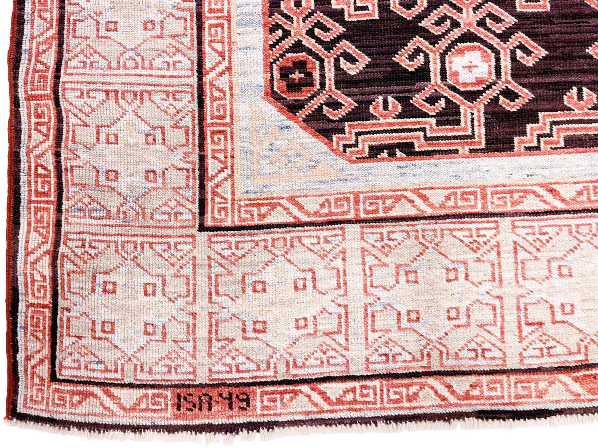 4x6 Brown and Blue Turkish Tribal Rug