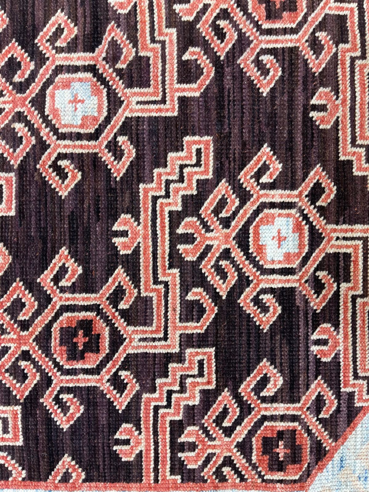 4x6 Brown and Blue Turkish Tribal Rug