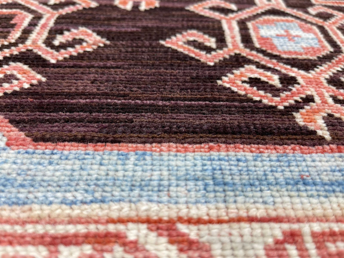 4x6 Brown and Blue Turkish Tribal Rug