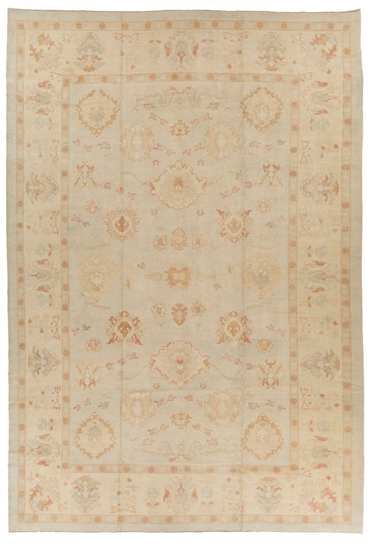 12x17 Blue and Beige Turkish Oushak Rug