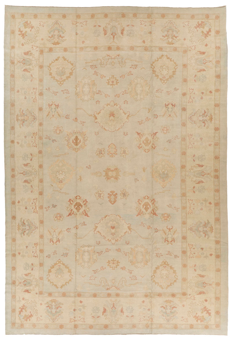 12x17 Blue and Beige Turkish Oushak Rug