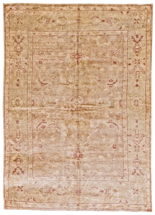 6x9 Beige Turkish Oushak Rug