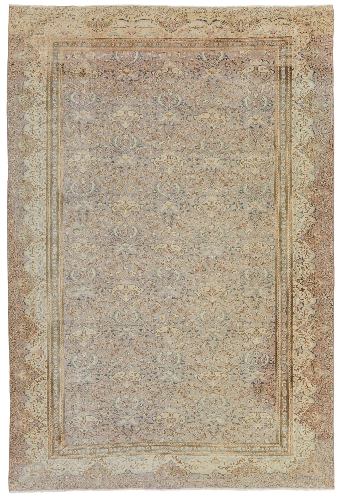 7x9 Purple and Ivory Turkish Traditional Rug