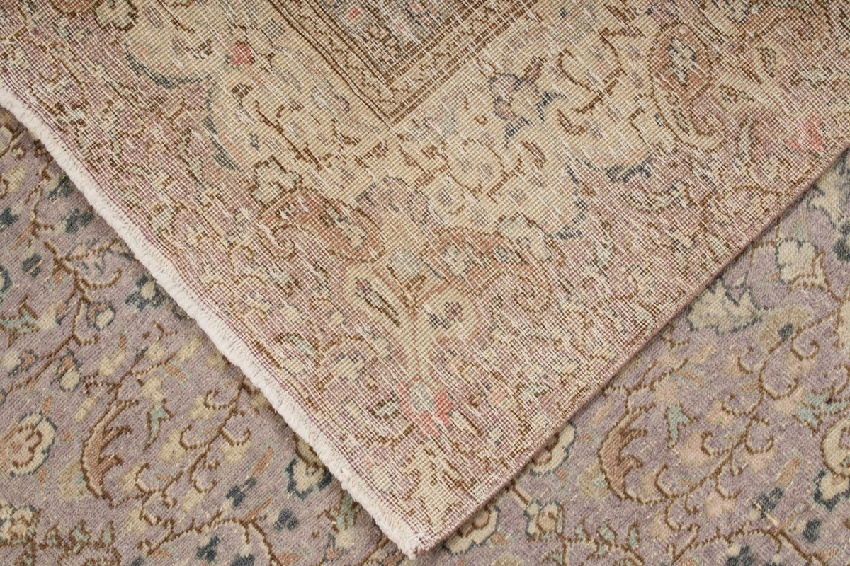 7x9 Purple and Ivory Turkish Traditional Rug