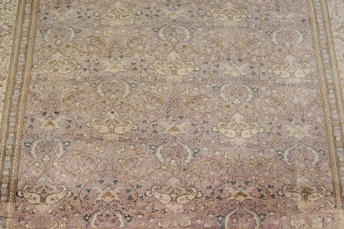 7x9 Purple and Ivory Turkish Traditional Rug