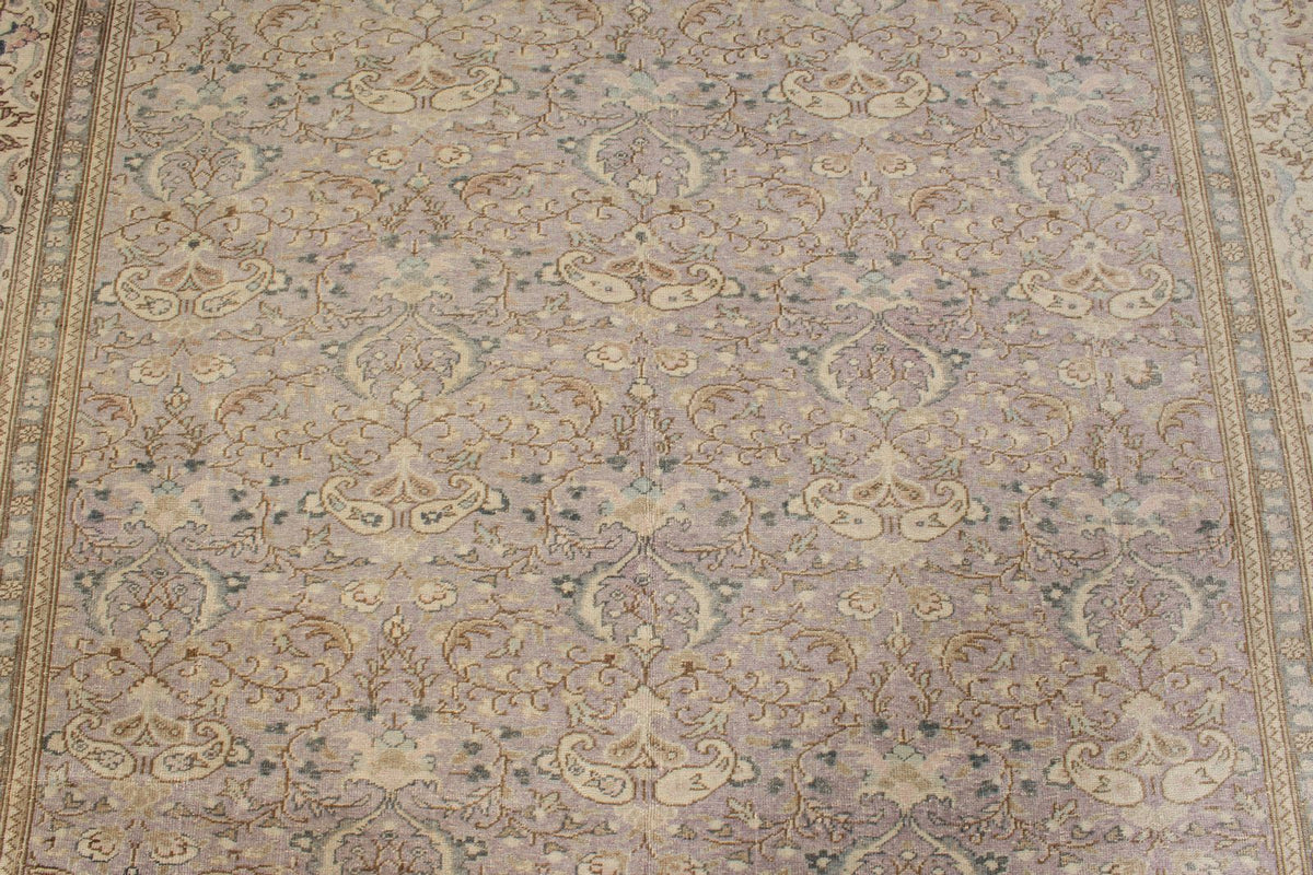 7x9 Purple and Ivory Turkish Traditional Rug