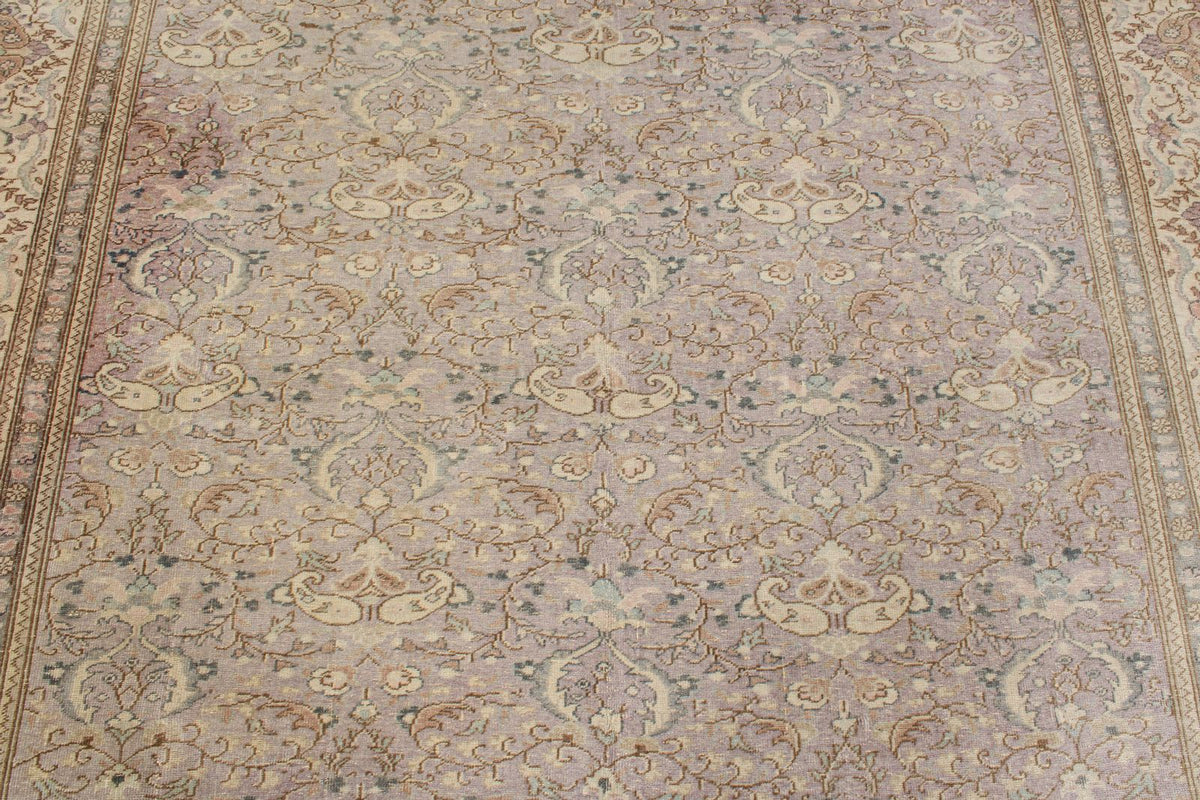 7x9 Purple and Ivory Turkish Traditional Rug