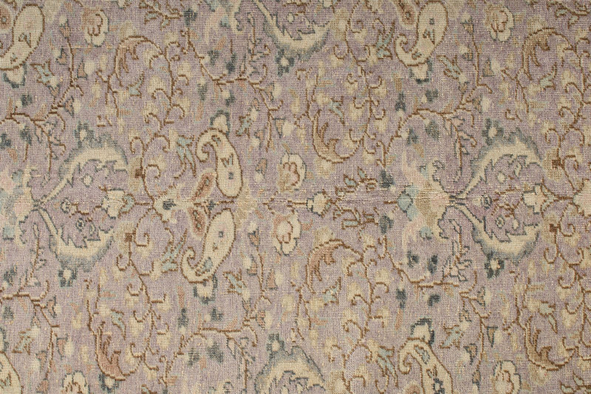 7x9 Purple and Ivory Turkish Traditional Rug