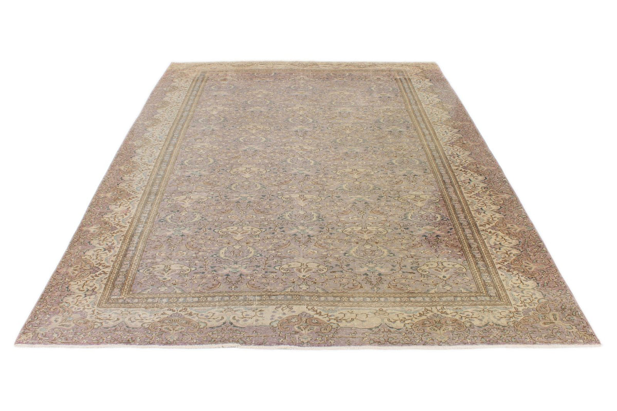 7x9 Purple and Ivory Turkish Traditional Rug