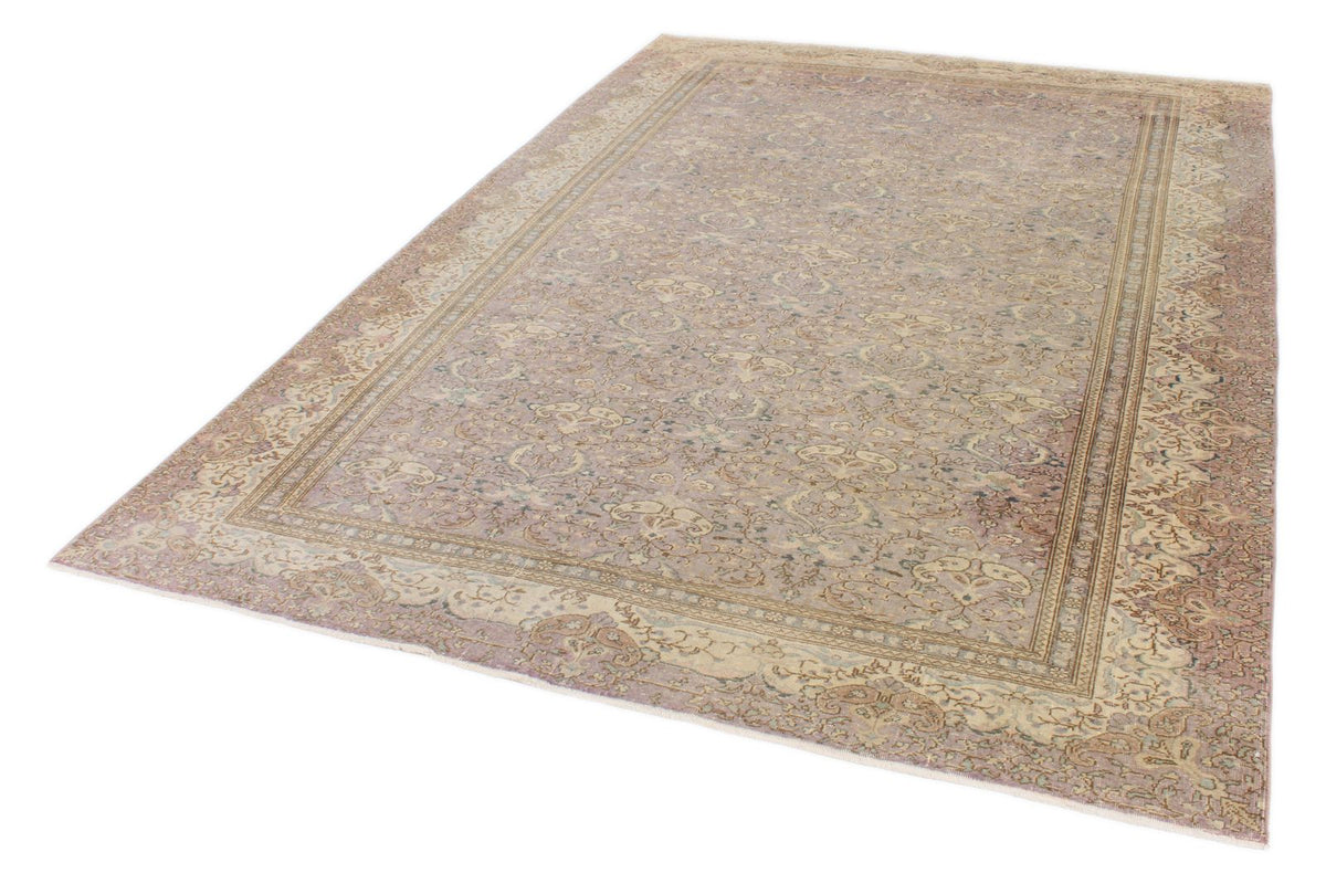 7x9 Purple and Ivory Turkish Traditional Rug
